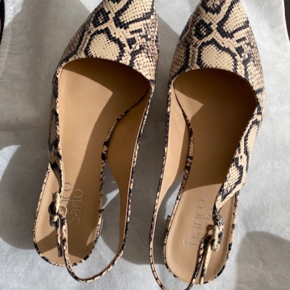 Franco Sarto Shoes - Super cute - Pristine - Franco Sarto Leather Embossed Snakeskin Slingbacks